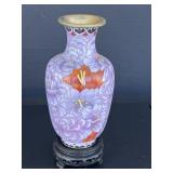 Beautiful Cloisonnï¿½ Vase on Rosewood Stand
