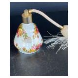 English Floral Bone China Perfume Bottle marked