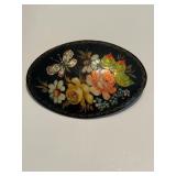 Signed Enameled Hand Painted Russian Brooch