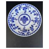 Large Beautiful Antique Flow Blue Floral Plate