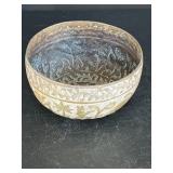 Lrg Fancy Brass Raised Figural Egyptian Bowl