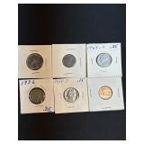 US 1976 quarter/1968-D penny/1936 nickel/dime