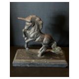 Iron Unicorn Statue on Stand