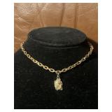 Gold Toned Choker With Nugget Pendant