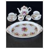 8pc Miniature Staffordshire Bone China Floral