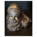Fancy Silver Tone Santa Candle Holder (metal)