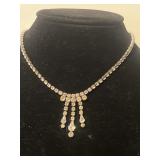 Vintage Silver Toned& Gem Necklace