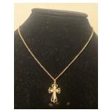Gold Tone Chain & Ornate Religious Pendant