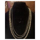 (3) Gold Toned Necklaces In One