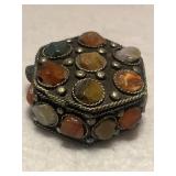 Hand Crafted Gem Inlay Medal Pill Box