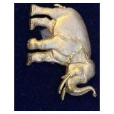 Gold Tone Elephant Brooch
