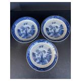 (3) Occupied Japan Blue & White Saucers