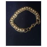 Gold Toned Bracelet Set With Clear Stones