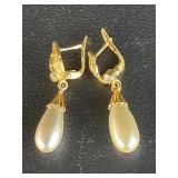 Fancy Pair Gold Tone Teardrop Earrings
