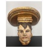 Vintage Carved Hand Painted Wooden Figural Wall