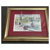 Framed Colorful Artwork of Boats in Water