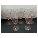 (5) Pink Depression Glass glasses