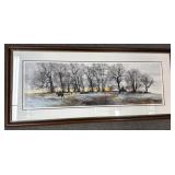 FRAMED & MATTED RURAL LANDSCAPE HEDGROW BY