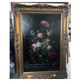 HUGE SIGNED OIL ON CANVAS FLORAL STILL LIFE