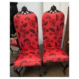 Quality Pair High Back Queen Anne Chairs