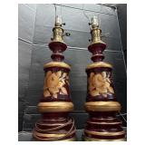 Fine Pair Hand Painted Floral Table Lamps