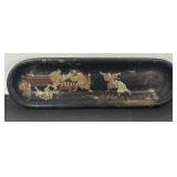 Vintage Asian Oval Wooden Tray