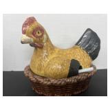 Ceramic Chicken Serving Dish W/Spoon