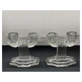 Pair Vintage Crystal Candle Holders