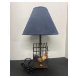 Rooster Themed Metal Caged Lamp W/ Shade
