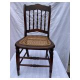 Antq Cane Bottom Spindle Back Chair