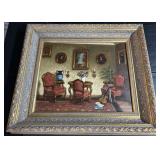 OUTSTANDING OIL PAINTING ON CANVAS W/FANCY GOLD