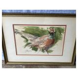 Framed Artist Signed Watercolor of a Pheasant