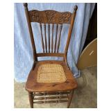 Fancy Antq Oak Pressed Back Chair w/Cane Bottom