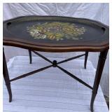 Toleware Tray in Form Fitting Stand w/Cross