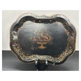 Vintage Fancy Decorated Handpainted Scalloped Tray
