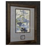 Framed Floral Artwork w/Accompanying Stamp
