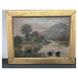 19th Century Oil on Canvas Signed Landscape