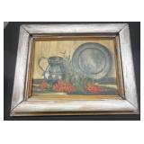 Wood Framed Artist Signed Still Life On Board