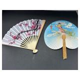 (2) Hand Painted Colorful Fans
