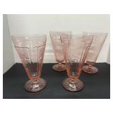 (4) Vintage Rose Colored Parfait Glasses