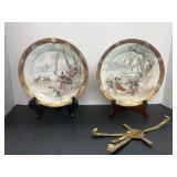 (2) Asian Plates With Wall Hangers