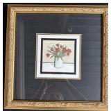 Artist Signed Framed & Matted Floral Art - Vase