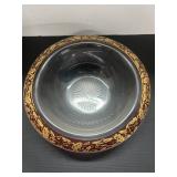 Fancy Vintage Signed Heisey Crystal Center Bowl