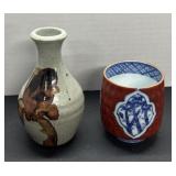 Signed Vintage Pottery Porcelain Vases