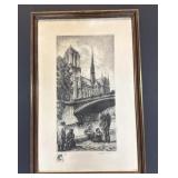 Signed Framed Antique River Scene