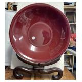 Large Oxblood Bowl with Stand
