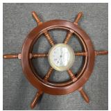 Brass & Wood Boat Wheel Clock