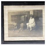 Framed Vintage Photo of a Young Girl w/Her Dog