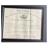 Framed Vintage Certificate