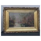 Fancy Antique Framed Oil Painting Landscape